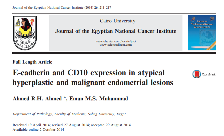 E-cadherin and CD10 expression in atypical hyperplastic and malignant endometrial lesions